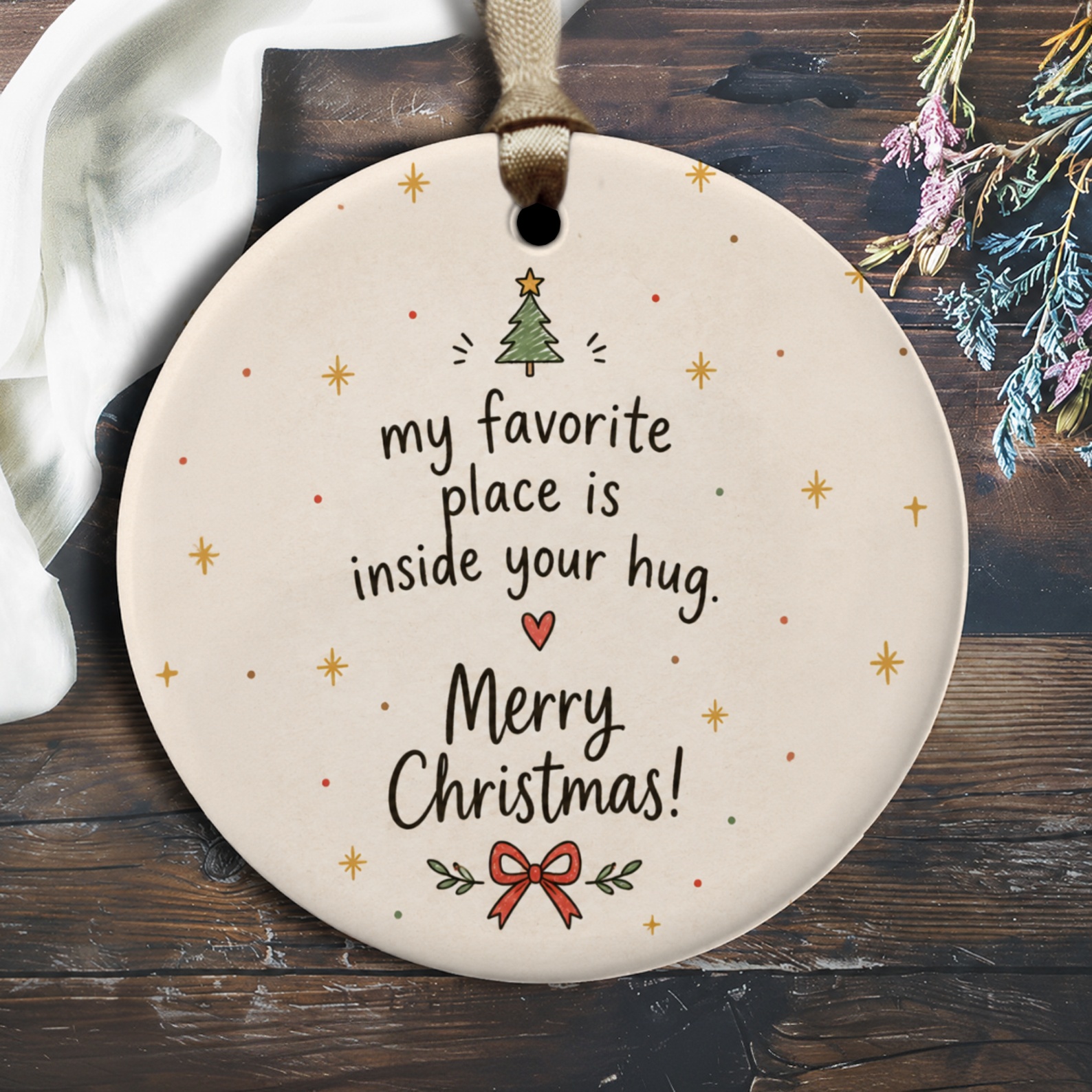 My Favorite Place Is Inside Your Hug. Merry Christmas! Cute Christmas Ornament Holiday Decor Gift For Loved Ones Festive Tree Deco O2396