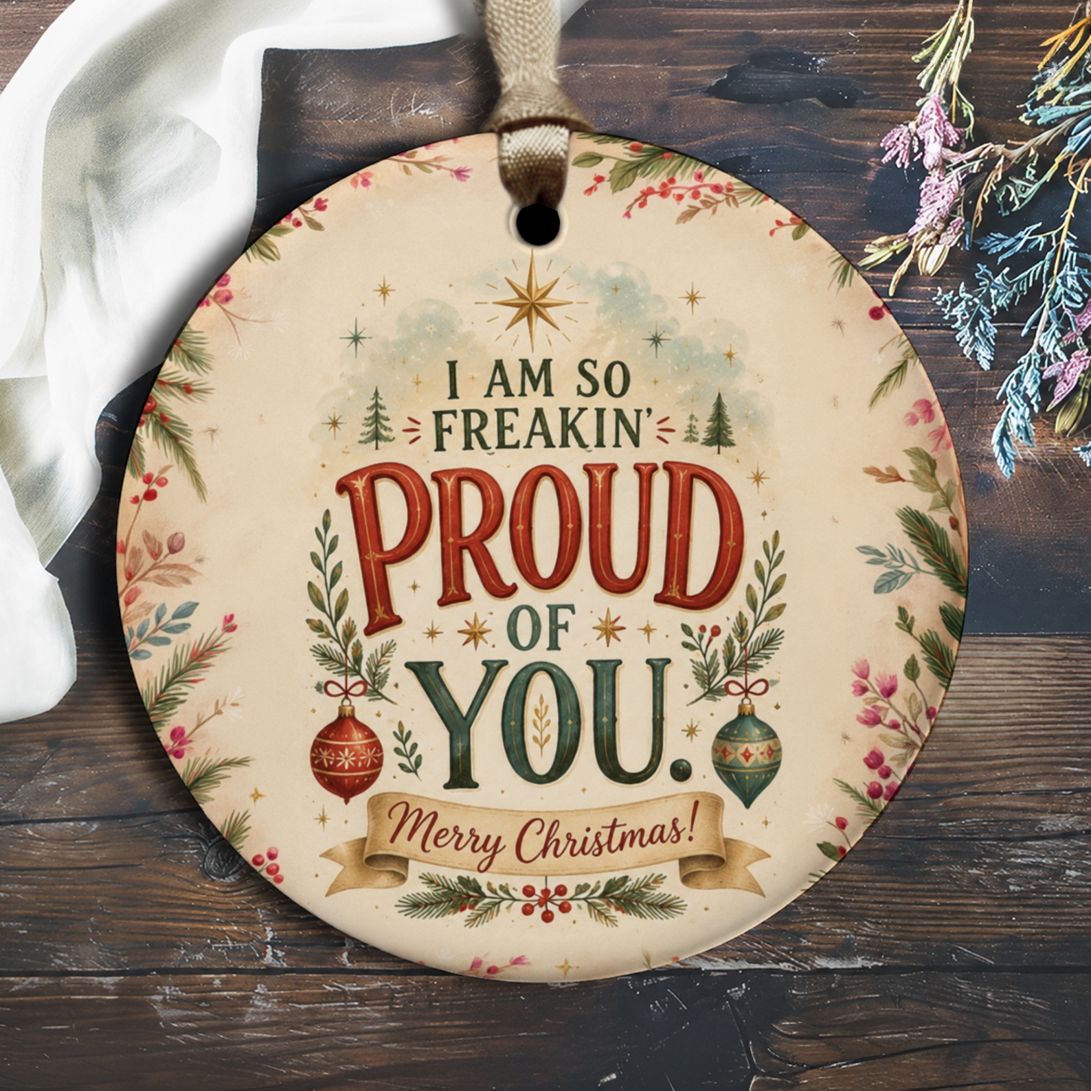 I Am So Freakin' Proud Of You Merry Christmas Ornament Festive Holiday Decor Gift For Loved Ones Cheerful Xmas Ornament O2420