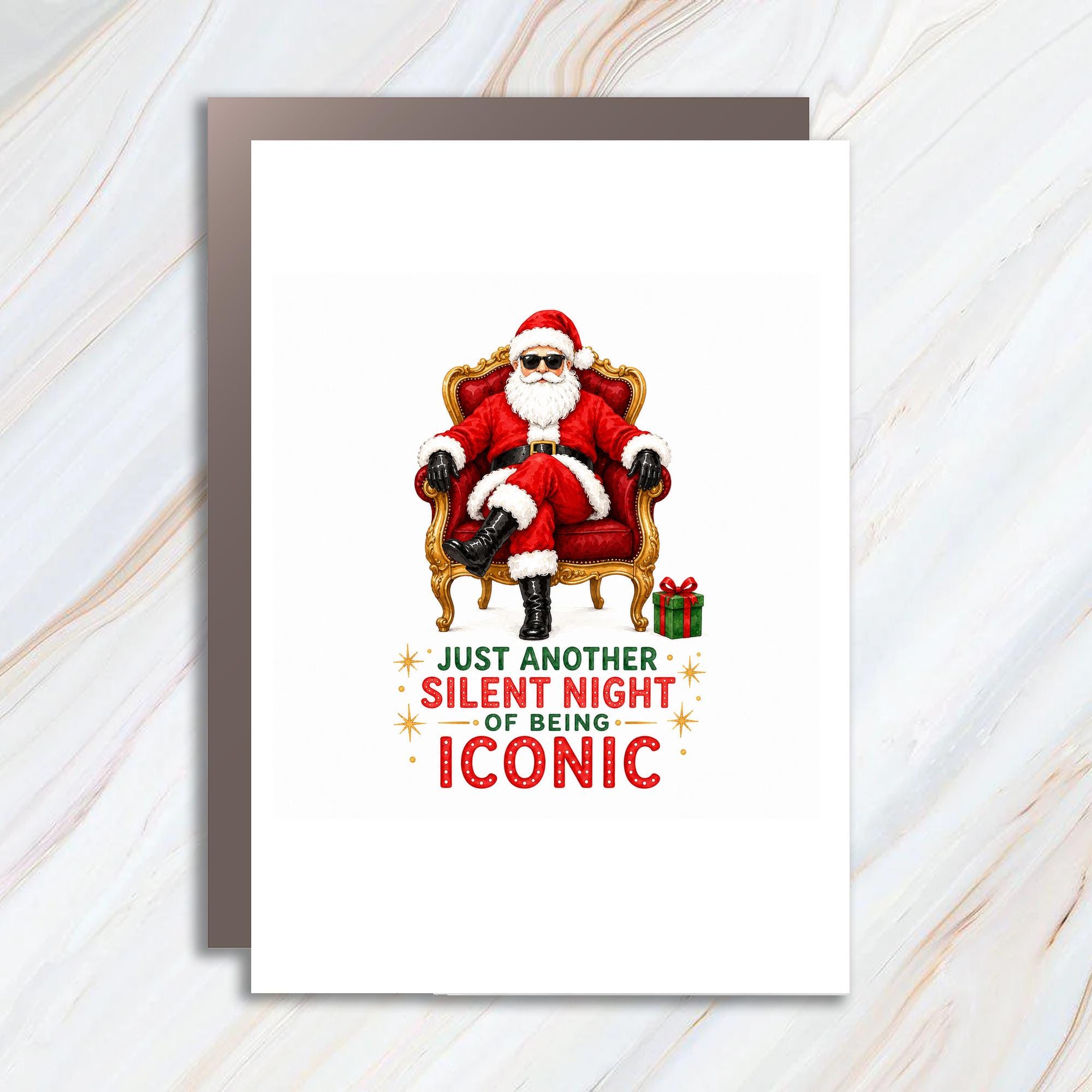 Just Another Silent Night Of Being Iconic Funny Christmas Card Santa Claus Holiday Greeting Card For Family Friends Xmas C1629