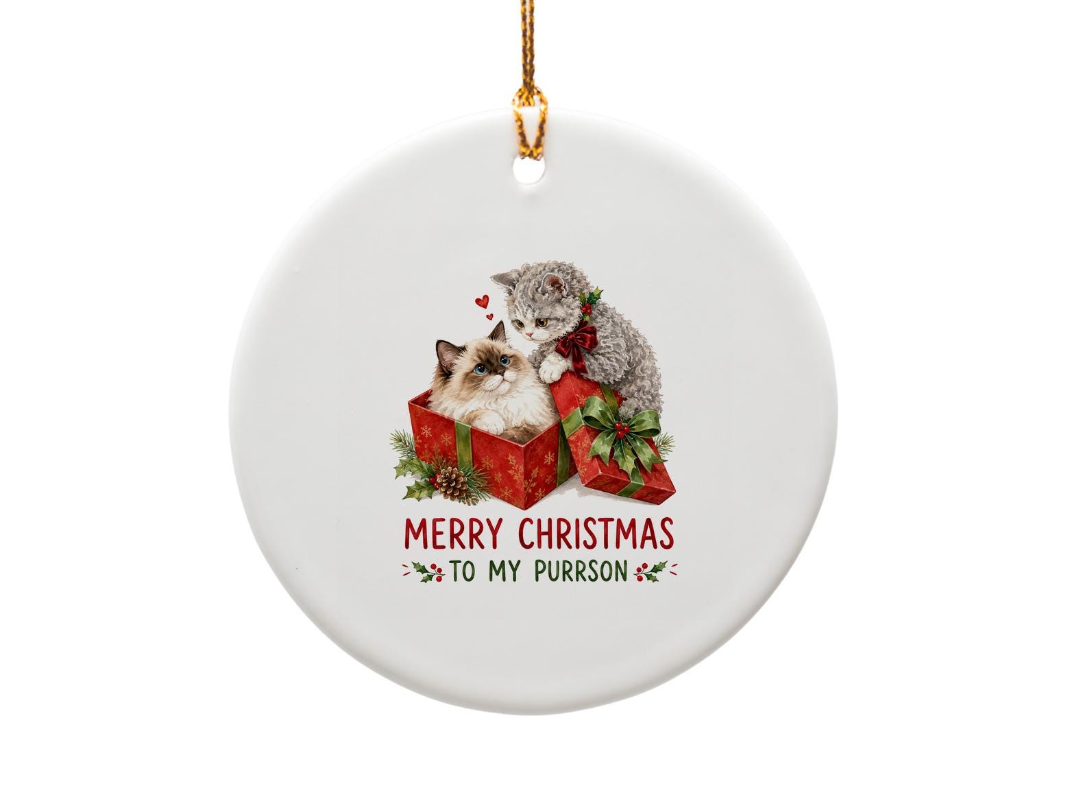Merry Christmas To My Purrson Cat Ornament Cute Christmas Decoration Gift For Cat Lover Holiday Decor Adorable Feline O1634