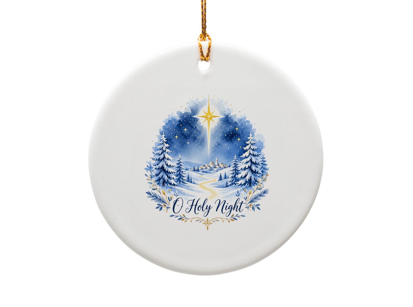 O Holy Night Christmas Ornament Winter Village Scene Holiday Decor Religious Starry Night Tree Decoration Gift O1605