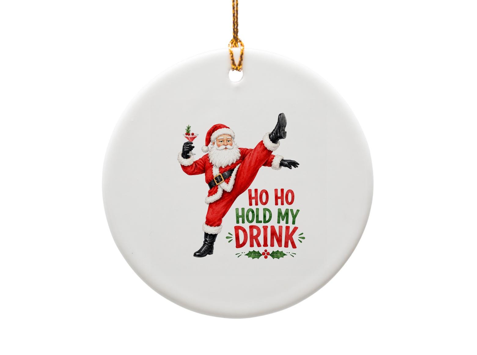 Ho Ho Hold My Drink Funny Santa Ornament Christmas Decor Holiday Party Gift Festive Decoration O1622