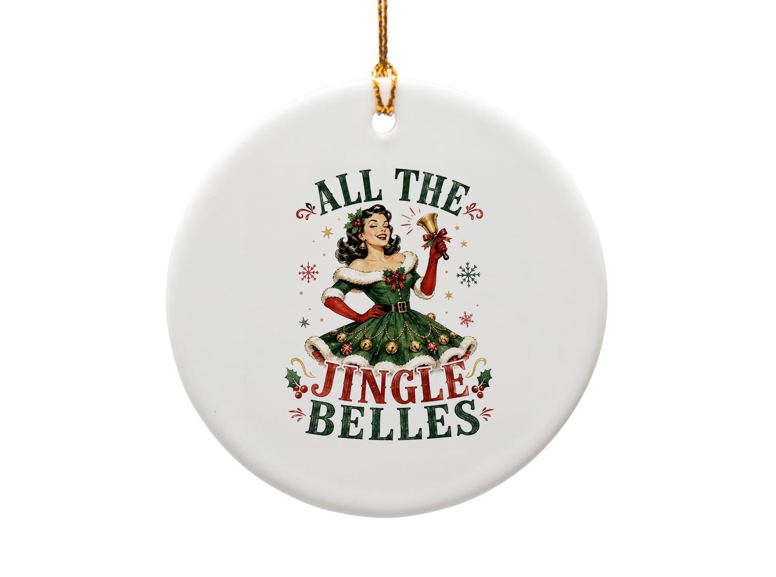 All The Jingle Belles Christmas Ornament Vintage Holiday Decor Retro Christmas Decoration Festive Home Decor Gift O1624