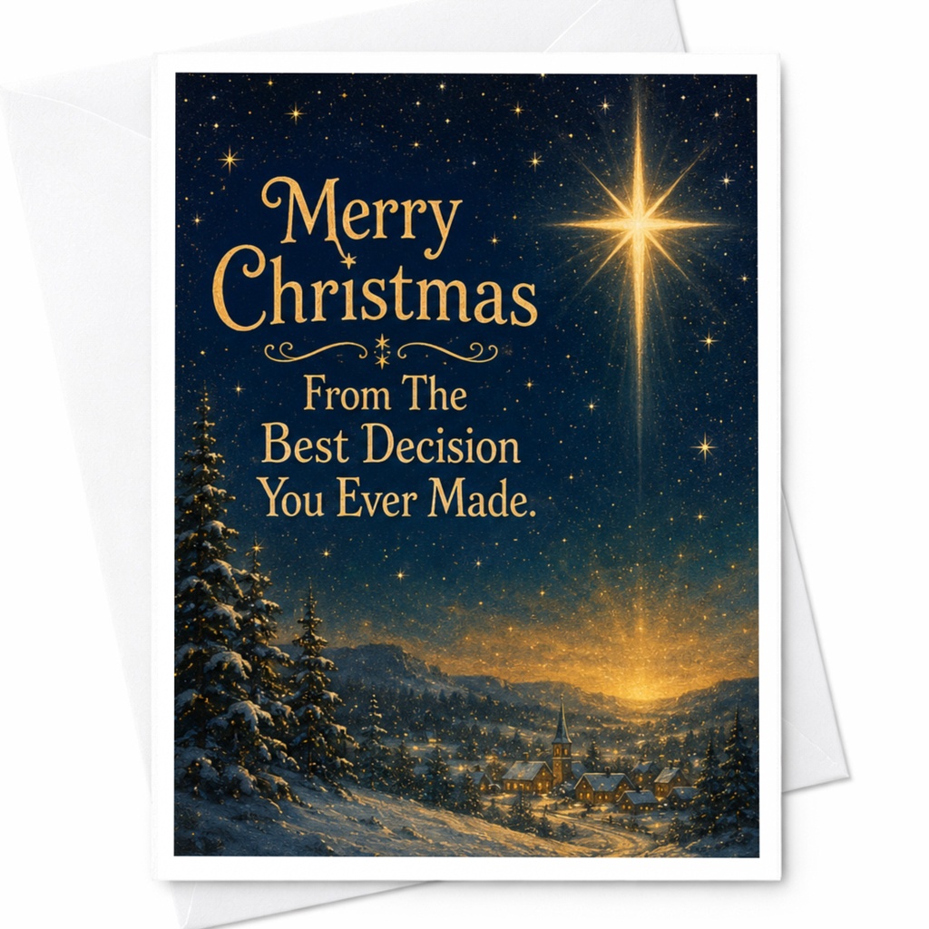 Merry Christmas From The Best Decision You Ever Made Christmas Card Funny Holiday Card For Husband Wife Romantic Starry Night C6727