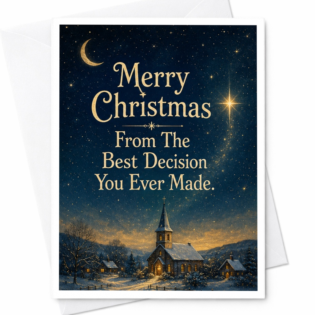 Merry Christmas From The Best Decision You Ever Made Christmas Card Funny Holiday Greeting Card For Husband Wife Partner C6728