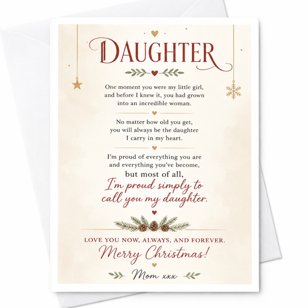 Daughter Merry Christmas Card From Mom Sentimental Holiday Greeting Card For Daughter Heartfelt Xmas Card Love You Always C6732