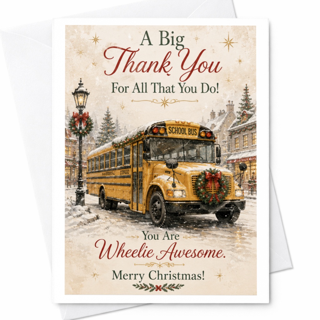 A Big Thank You For All That You Do! Christmas Card You Are Wheelie Awesome Merry Christmas Greeting Card For Teacher C6763