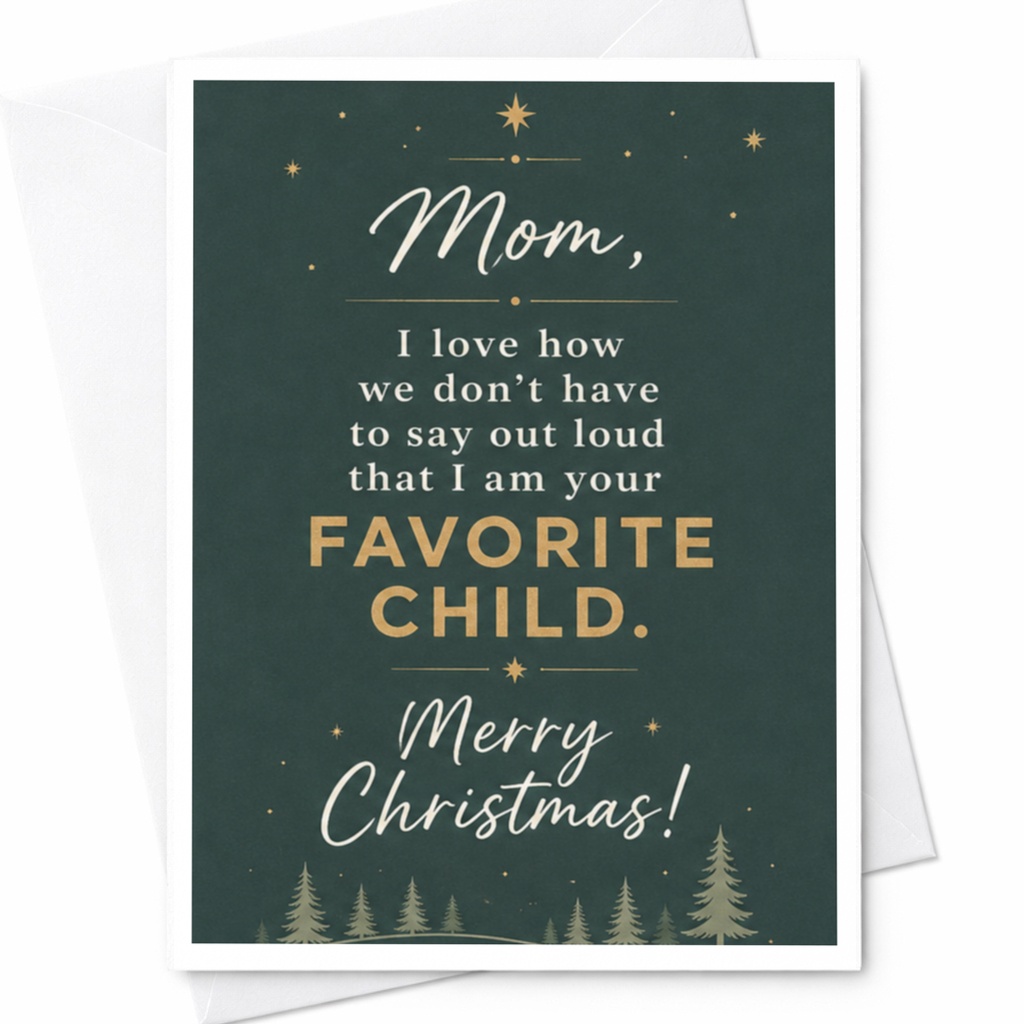 Mom, I Love How We Don’t Have To Say Out Loud That I Am Your Favorite Child Christmas Card Funny Holiday Card For Mom From Favorit C6746
