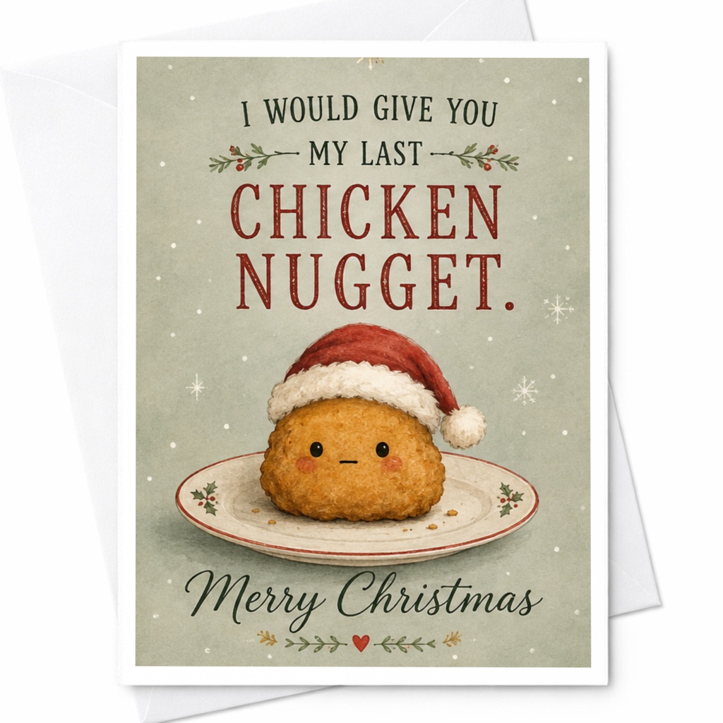 I Would Give You My Last Chicken Nugget. Merry Christmas Cute Christmas Card Funny Holiday Greeting Card For Friend Family C6752