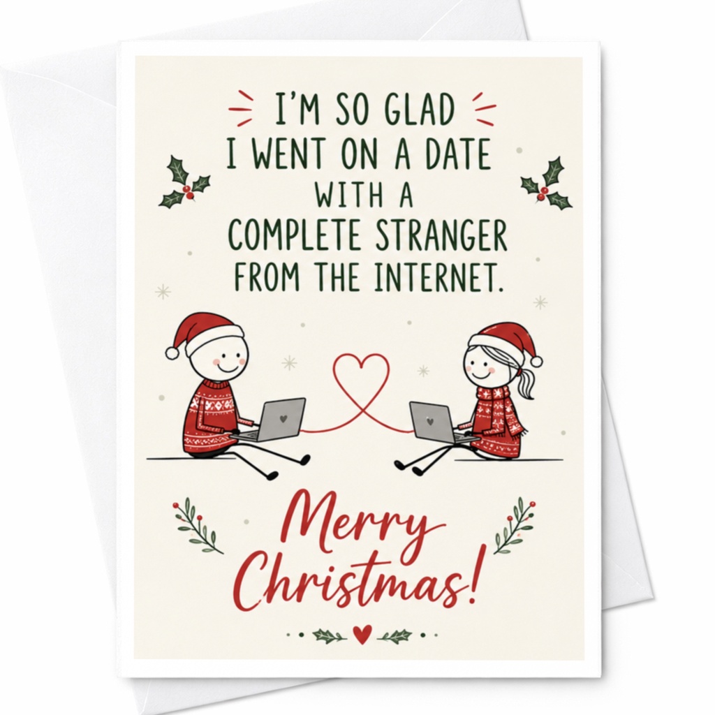 I'm So Glad I Went On A Date With A Complete Stranger From The Internet. Merry Christmas! Cute Christmas Card For Couple Funny Hol C6800