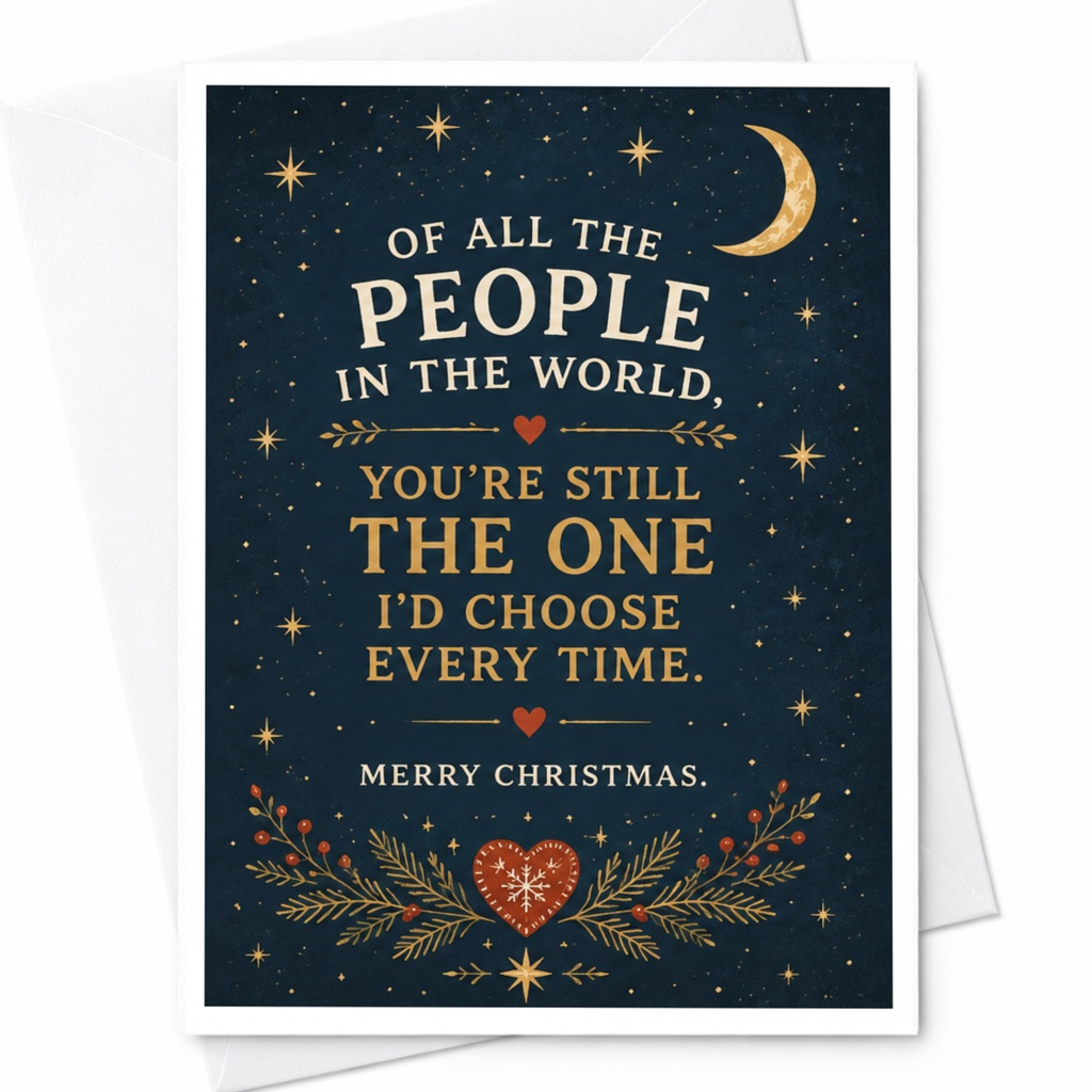 Of All The People In The World, You're Still The One I'd Choose Every Time. Merry Christmas. Romantic Christmas Card For Partner C C6809