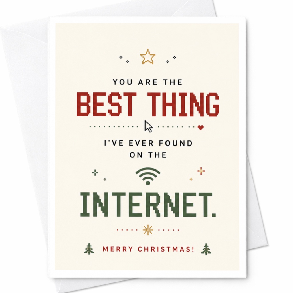 You Are The Best Thing I've Ever Found On The Internet. Merry Christmas! Funny Christmas Card For Partner Internet Love C6818