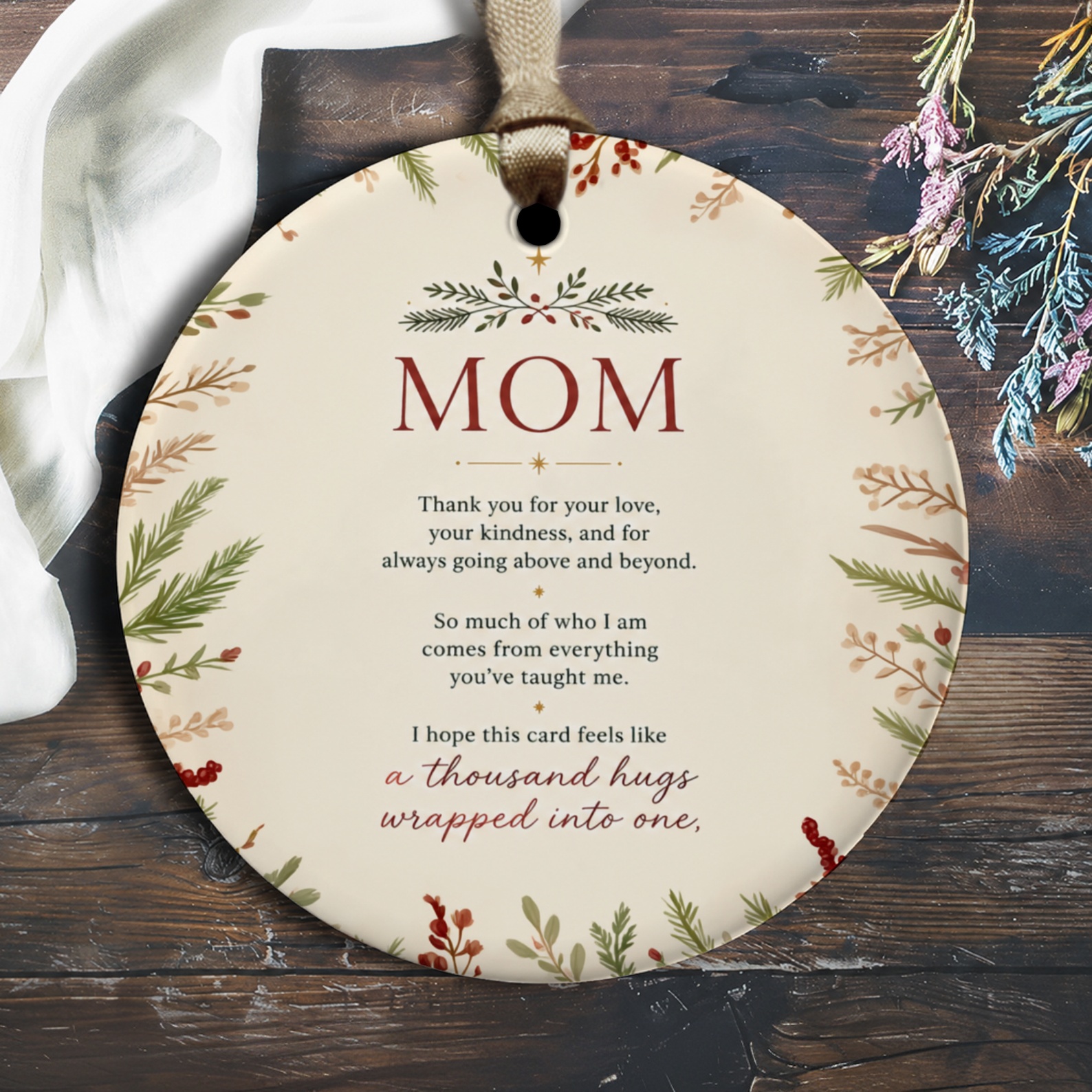 Mom Floral Ornament Mother's Day Gift For Mom Thank You Keepsake Sentimental Decoration For Her Love And Appreciation O2460