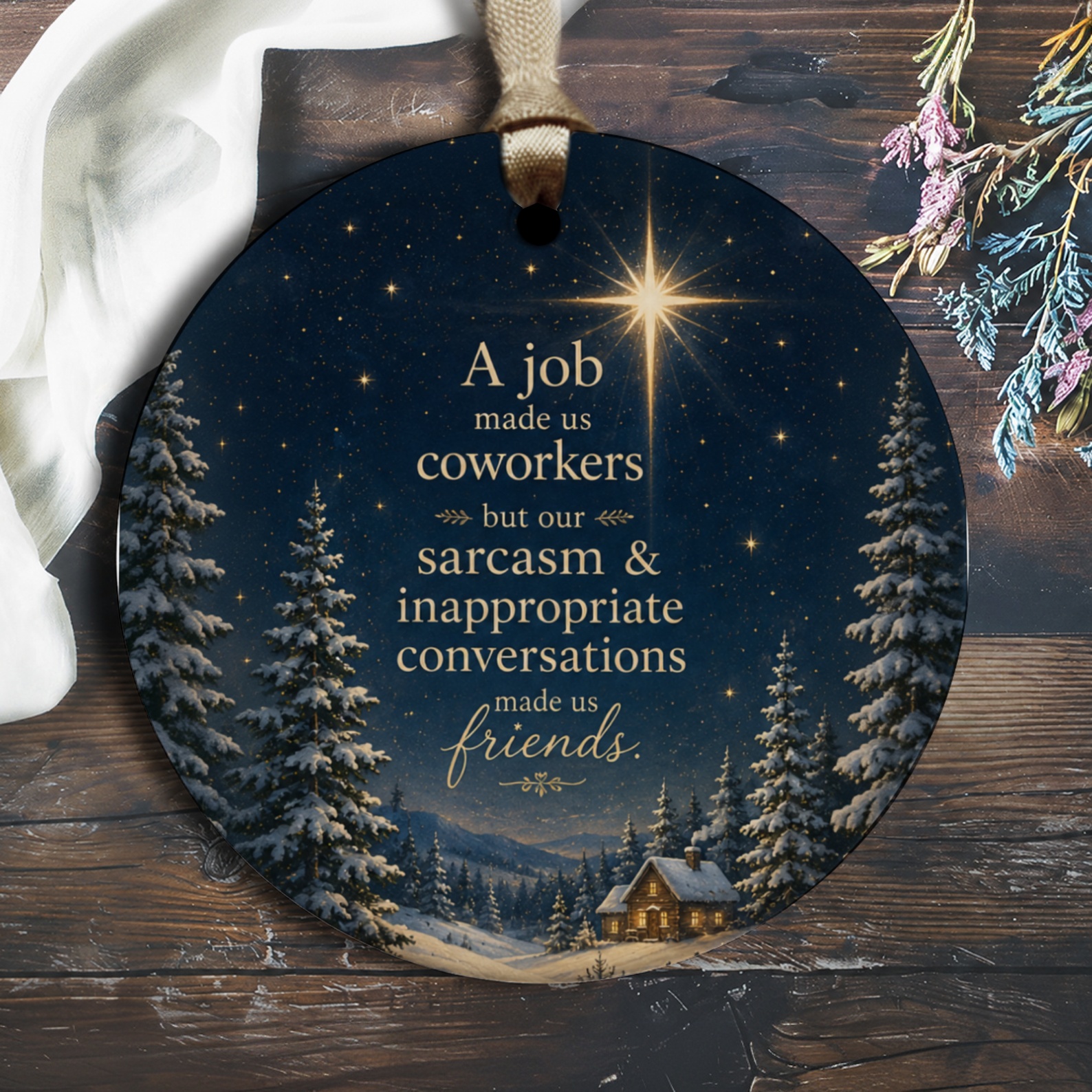 A Job Made Us Coworkers Friendship Ornament Funny Christmas Gift For Friends Winter Scene Decoration Office O2491