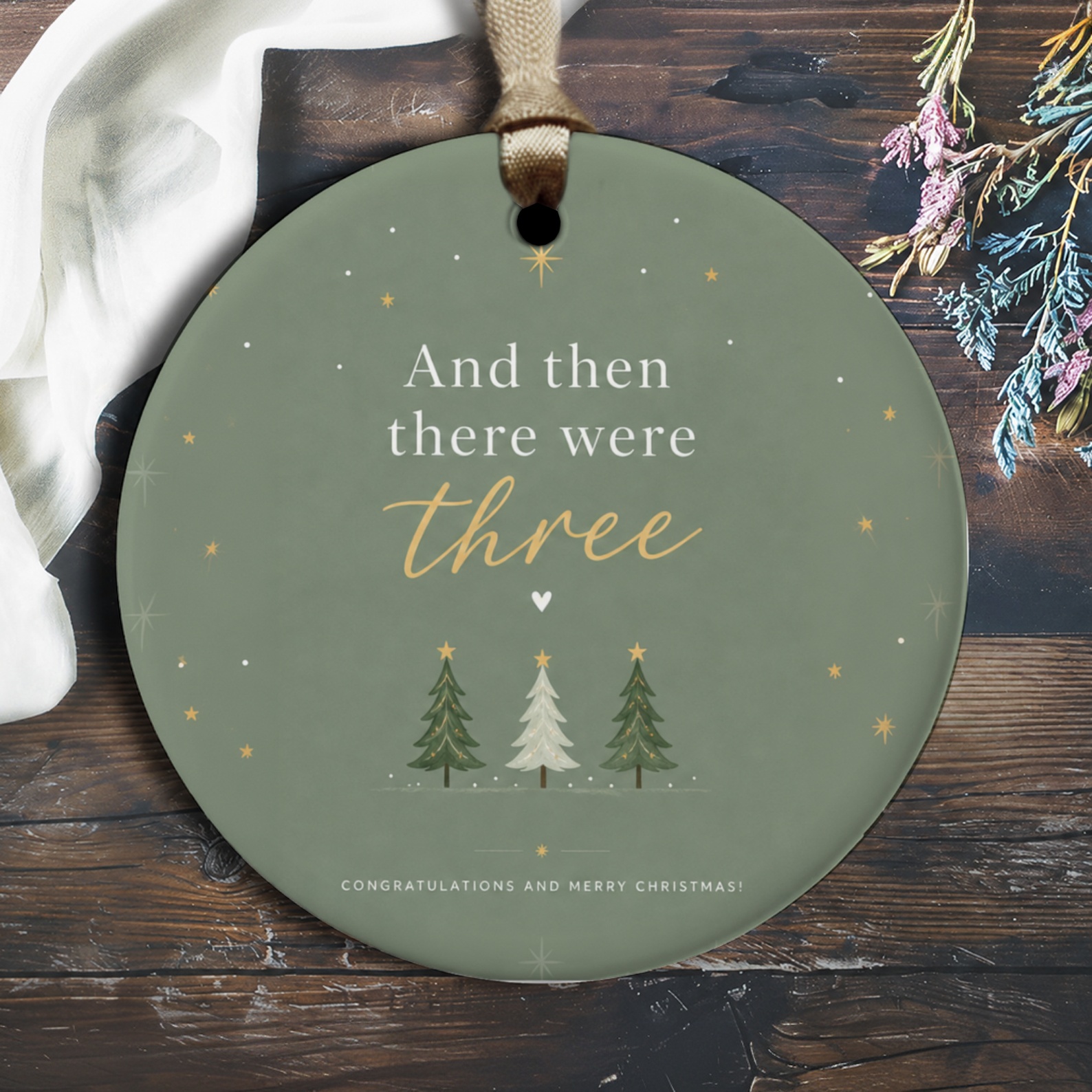 And Then There Were Three Christmas Ornament New Family Holiday Decor Cute Family Ornament Xmas Tree Decoration O2498