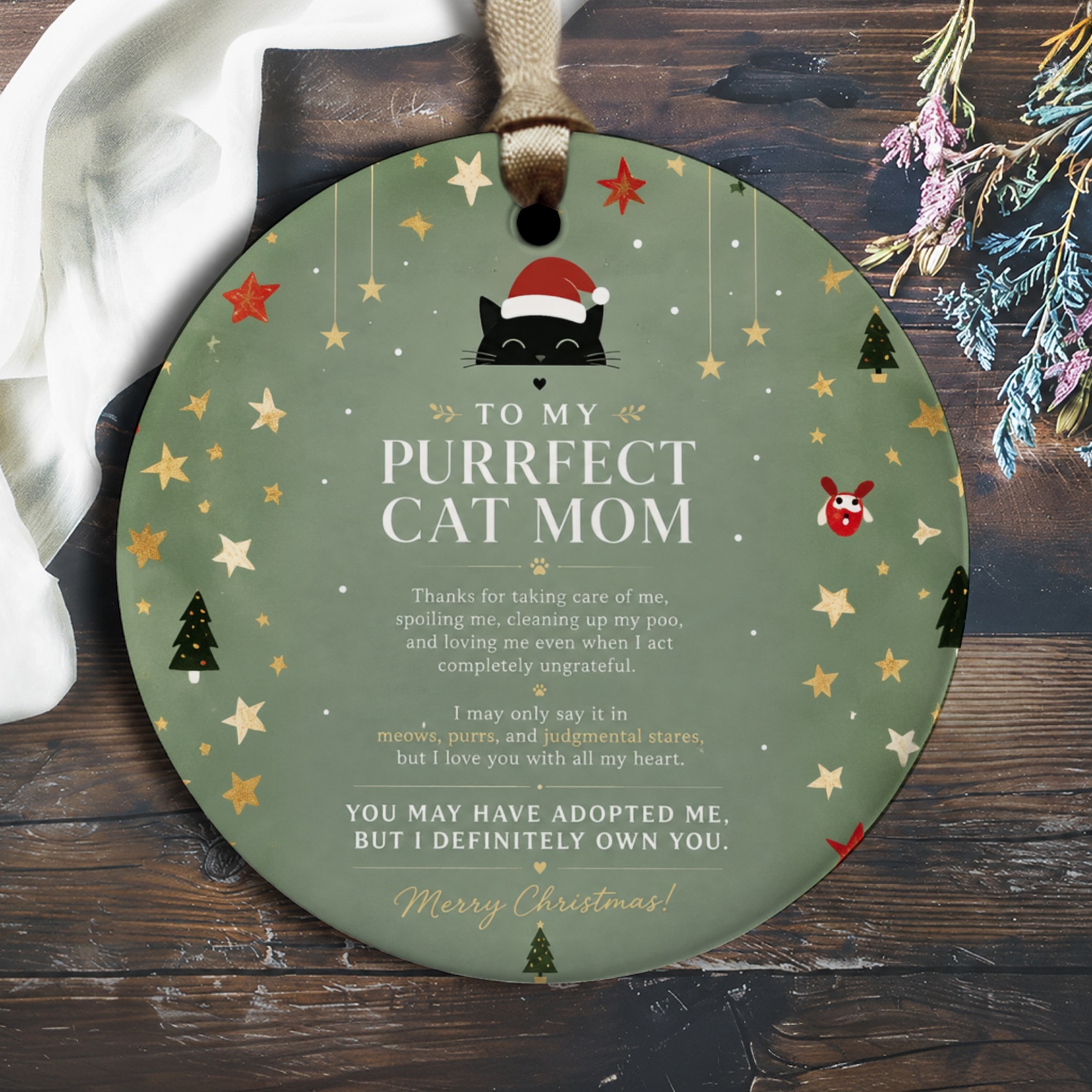To My Purrfect Cat Mom Christmas Ornament Cat Lover Gift Cute Holiday Decoration For Cat Mom Festive Cat Ornament O2500