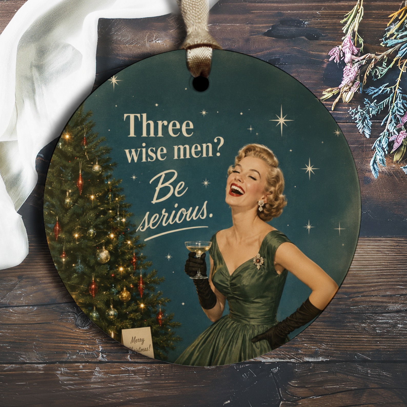 Three Wise Men? Be Serious Christmas Ornament Vintage Style Holiday Decor Retro Festive Tree Decoration Gift O2504