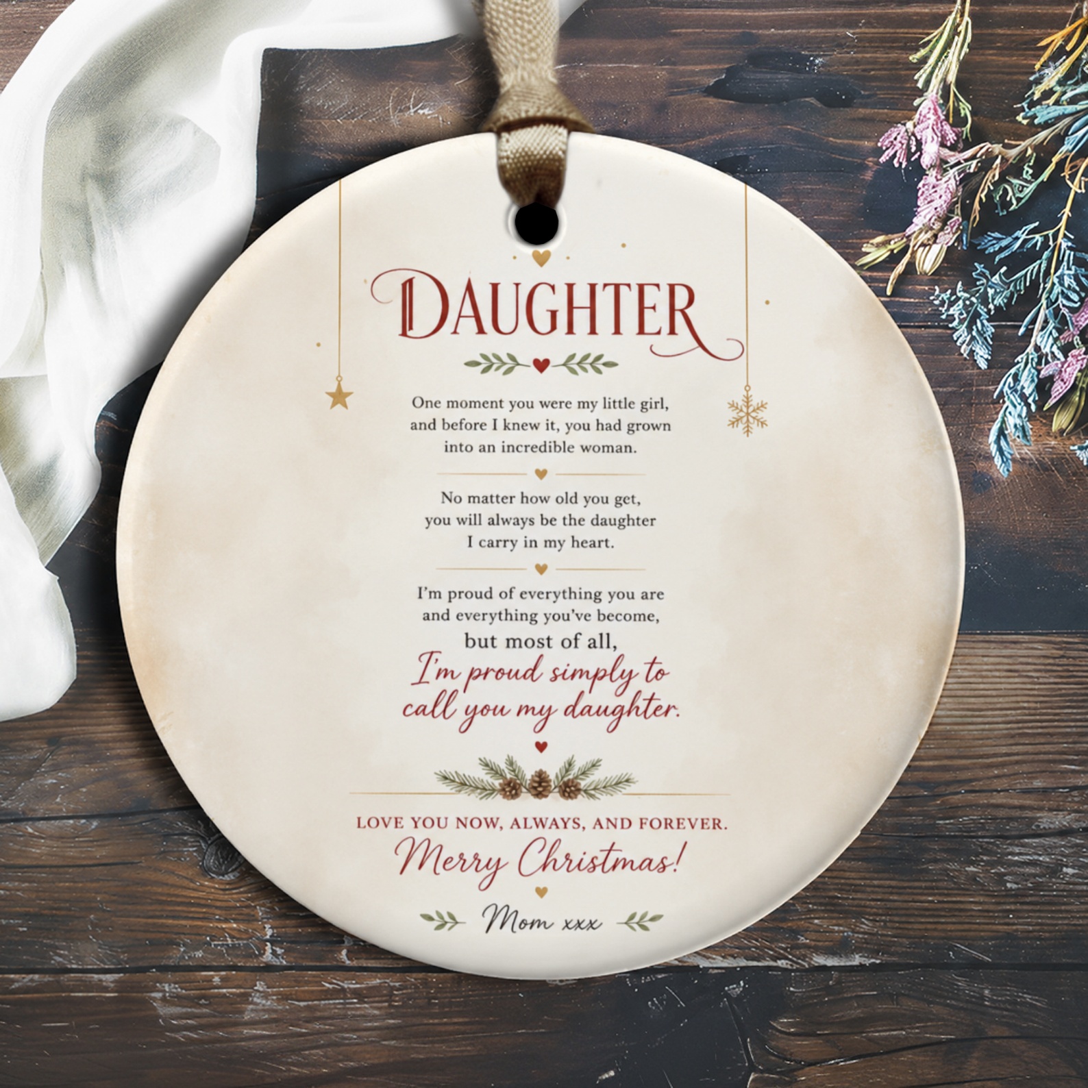 Daughter I'm Proud Simply To Call You My Daughter Christmas Ornament From Mom Sentimental Holiday Gift O2512