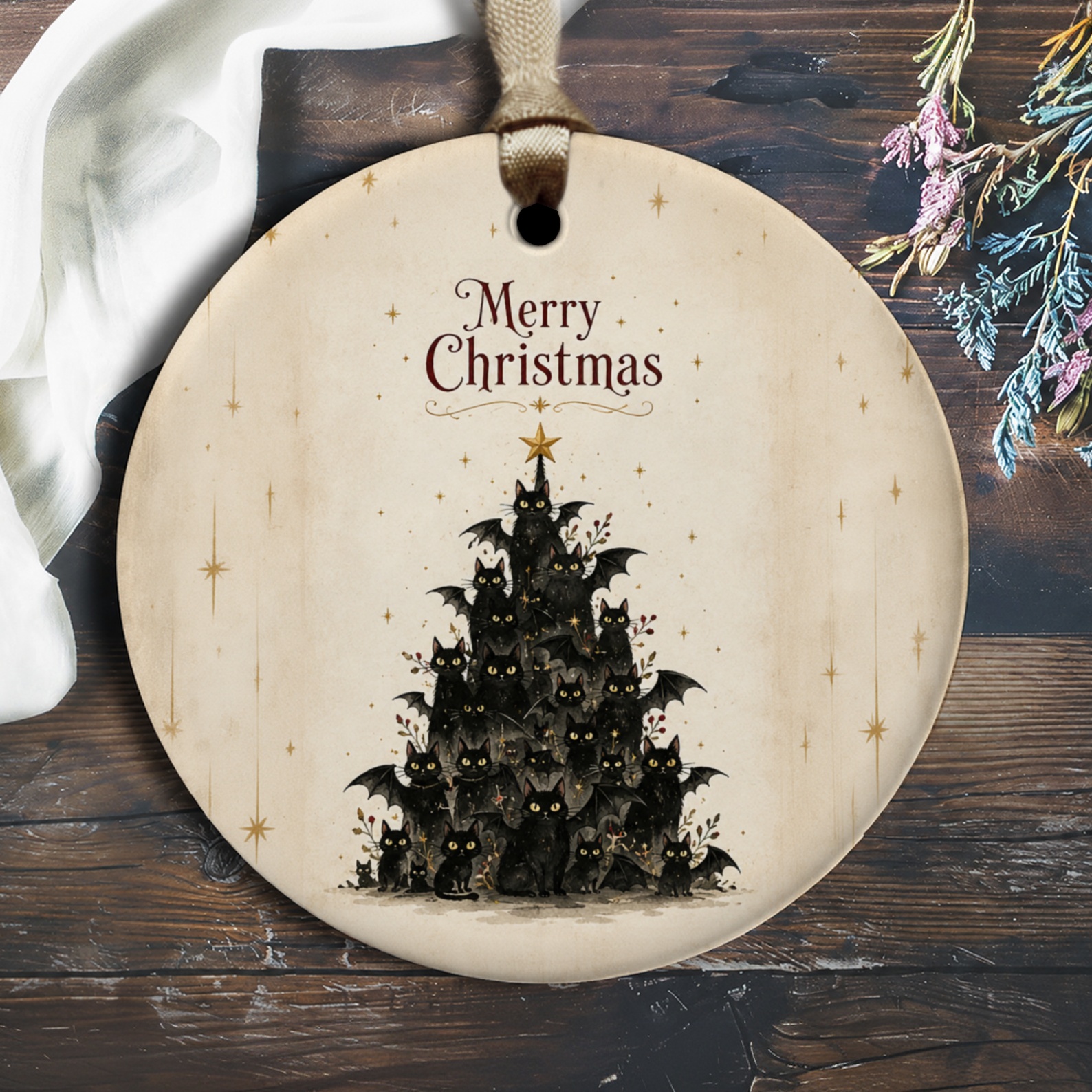 Merry Christmas Cat Tree Ornament Cute Holiday Decor Black Cats Christmas Tree Decoration For Cat Lovers Festive Ornament O2515