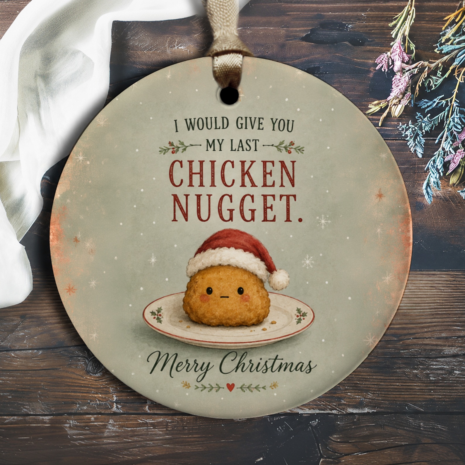 I Would Give You My Last Chicken Nugget. Merry Christmas Ornament Cute Holiday Decor Funny Gift Idea For Friends Family Xmas O2523