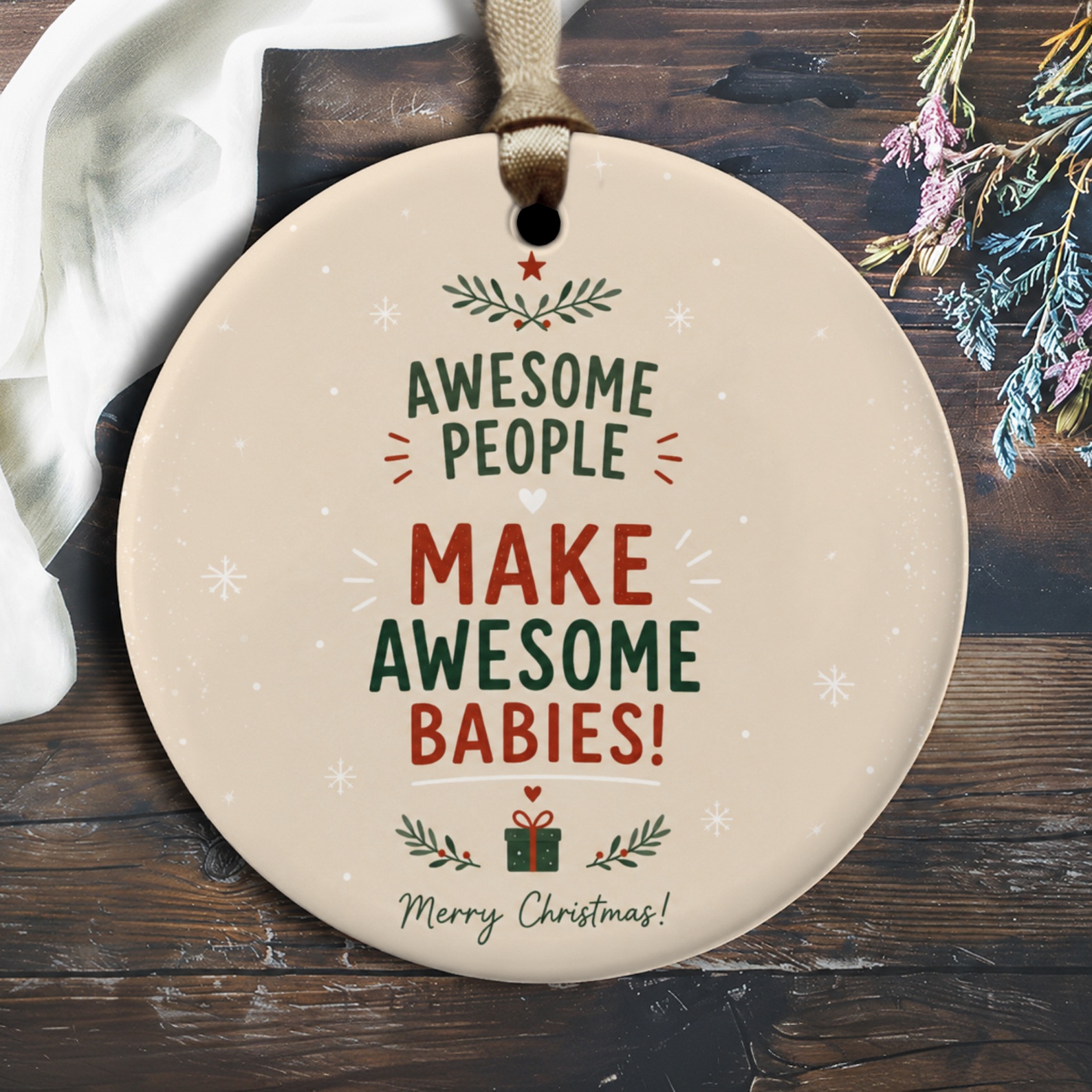Awesome People Make Awesome Babies! Merry Christmas Ornament Festive Holiday Decor New Parents Gift Cute Xmas Decoration O2537