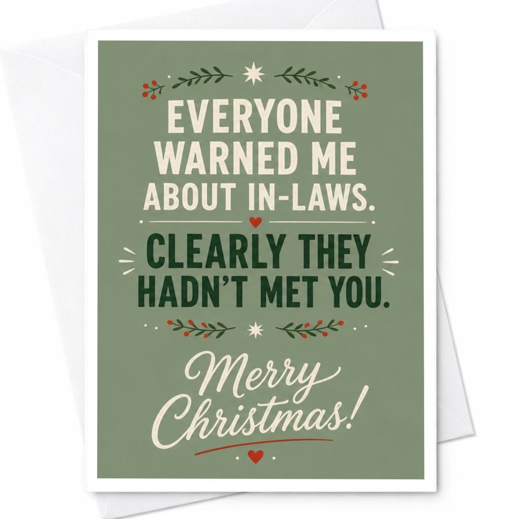 Everyone Warned Me About In-Laws Christmas Card Funny Holiday Greeting For In-Laws Xmas Card Merry Christmas C6839