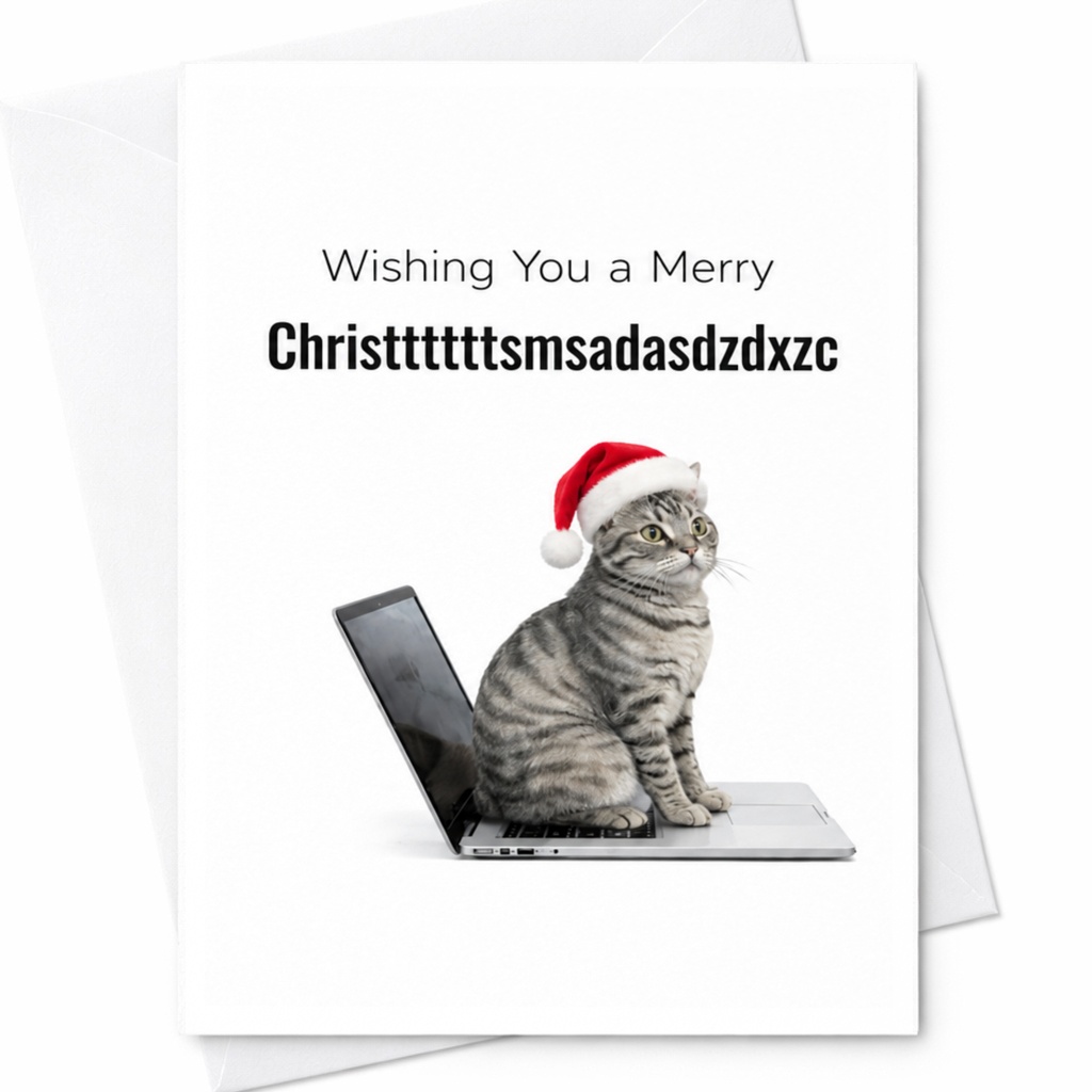 Wishing You A Merry Christtttttsmsadasdzdxzc Funny Christmas Card Cat With Santa Hat Holiday Cute Animal Card C6844