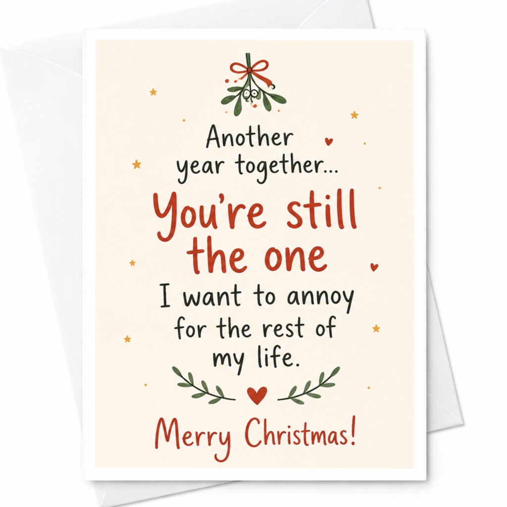 Another Year Together You're Still The One Merry Christmas Card Funny Romantic Holiday Card For Husband Wife Couple C6864