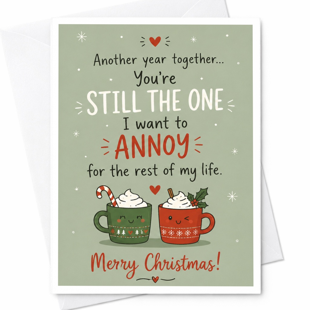 Another Year Together You're Still The One I Want To Annoy Merry Christmas Card Funny Holiday Card For Couple Cute Festive Mugs C6865