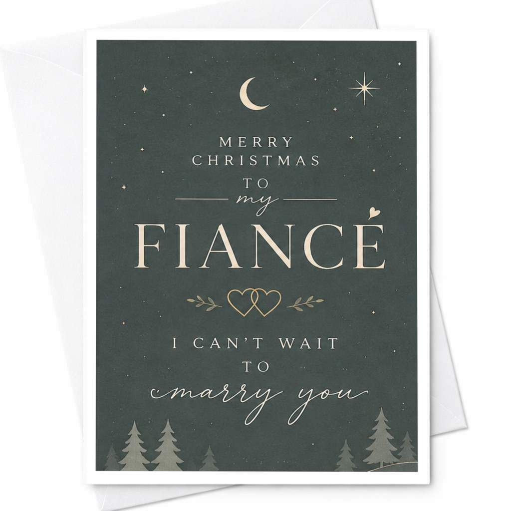 Merry Christmas To My Fiancé I Can't Wait To Marry You Romantic Christmas Card For Fiancé Holiday Greeting Card Engagement C6879