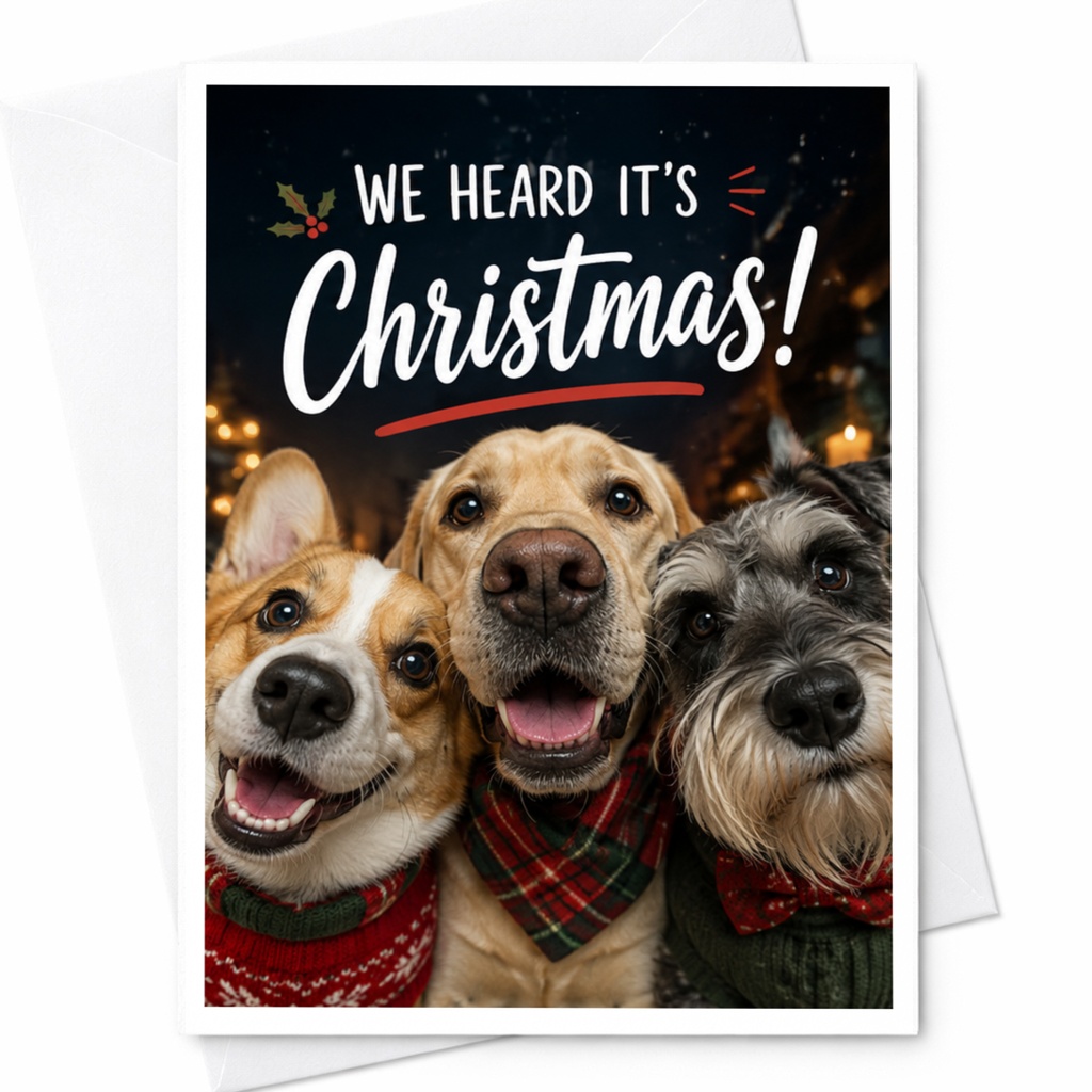We Heard It's Christmas! Cute Dog Christmas Card Festive Holiday Greeting Card For Dog Lovers Funny Pet Lover Card C6887