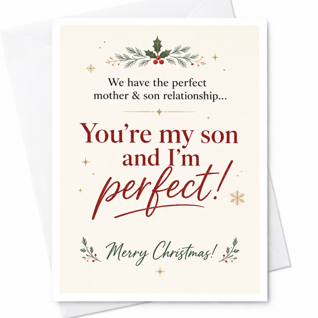 We Have The Perfect Mother & Son Relationship Christmas Card Funny Holiday Card For Son From Mom Xmas Card C6824