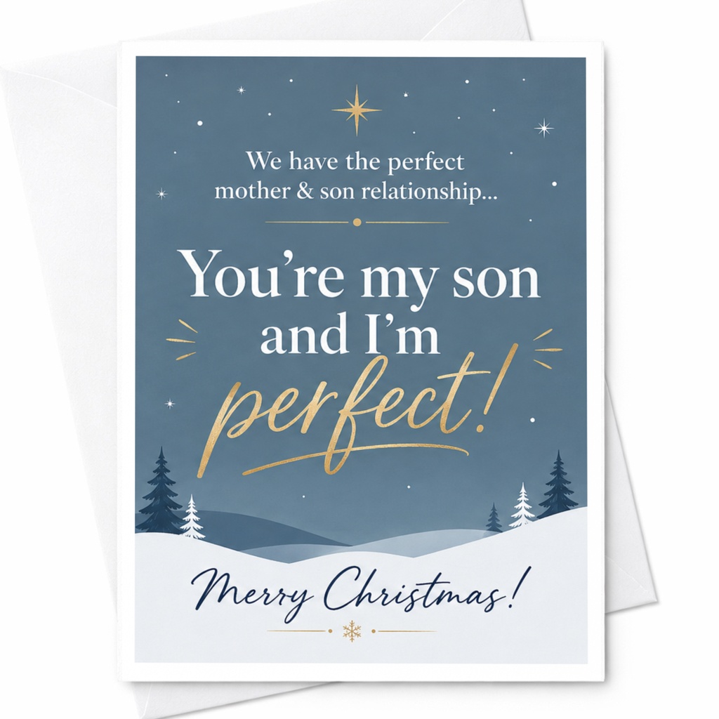 We Have The Perfect Mother & Son Relationship Christmas Card Funny Holiday Card For Son From Mom Xmas Card C6825