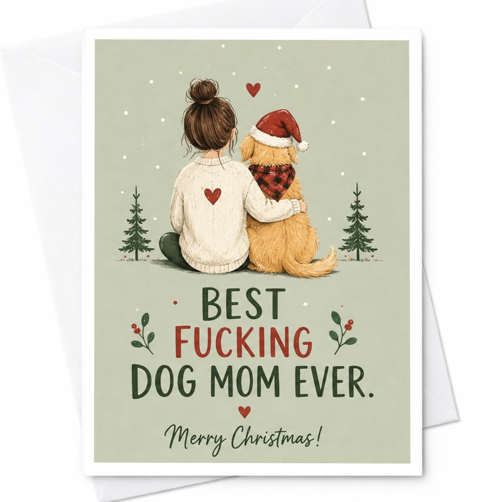 Best Fucking Dog Mom Ever Merry Christmas Card Funny Holiday Greeting For Dog Lover Cute Xmas Card For Her C6837
