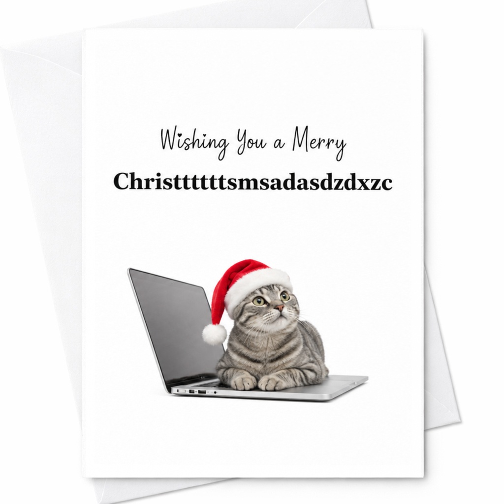 Wishing You A Merry Christttttttsmsadasdzdxzc Funny Christmas Card Cat With Santa Hat Cute Holiday Greeting Card For Cat Lover C6845