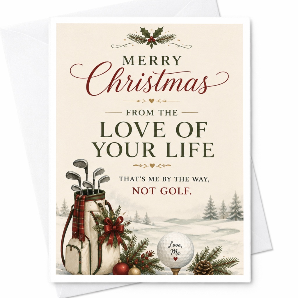Merry Christmas From The Love Of Your Life Funny Christmas Card For Golf Lover Holiday Greeting Card Cute Xmas Card C6876