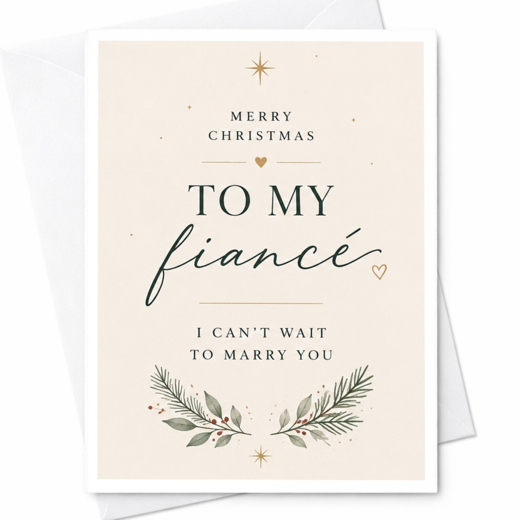 Merry Christmas To My Fiancé I Can't Wait To Marry You Romantic Christmas Card For Fiancé Holiday Love Card Engagement C6878