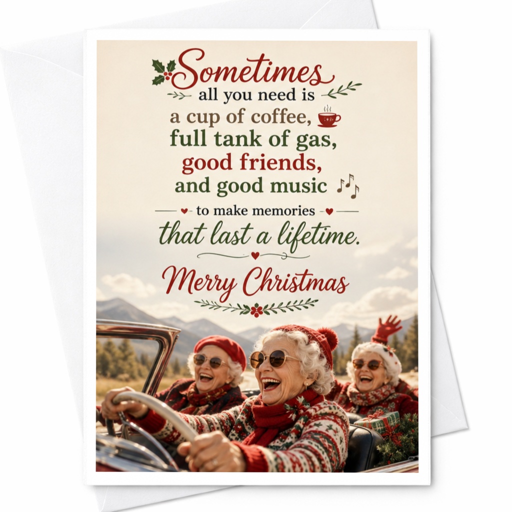 Sometimes All You Need Christmas Card Coffee Friends Music Holiday Greeting Card For Friends Family Festive Celebration C6891