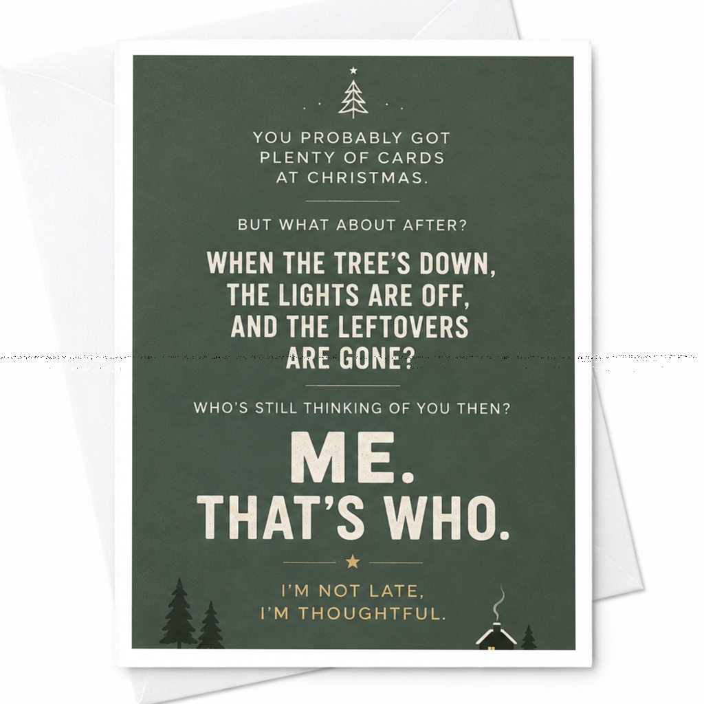 You Probably Got Plenty Of Cards At Christmas Thoughtful Post-Holiday Greeting Card For Friend Funny Winter Card C6898