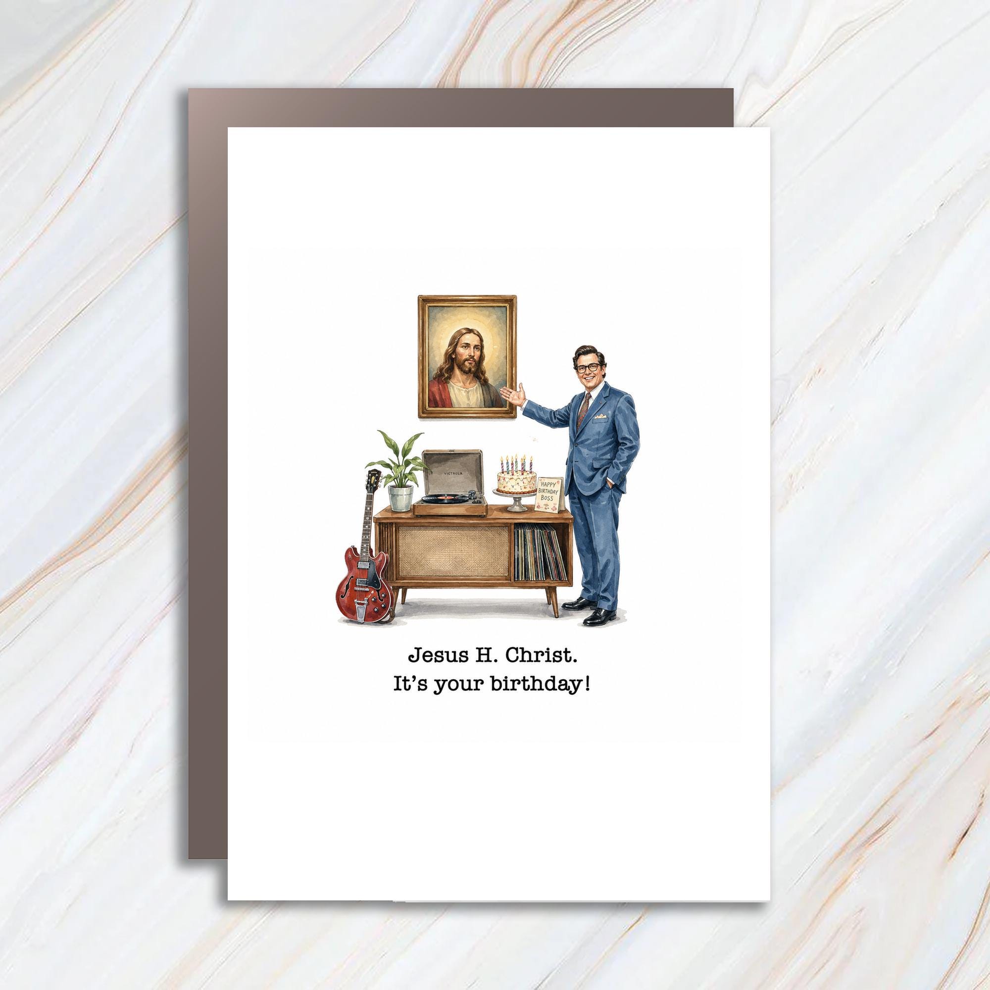 Jesus H. Christ. It's Your Birthday! Funny Birthday Card Retro Style Greeting Card For Him Her Boss Friend C1647