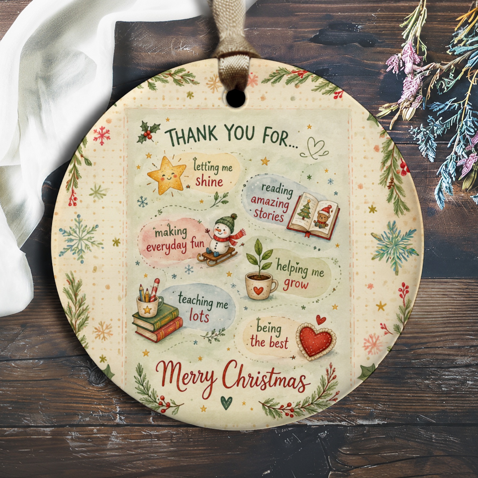 Thank You For Letting Me Shine Merry Christmas Ornament Holiday Decor Teacher Gift Appreciation Keepsake O2564