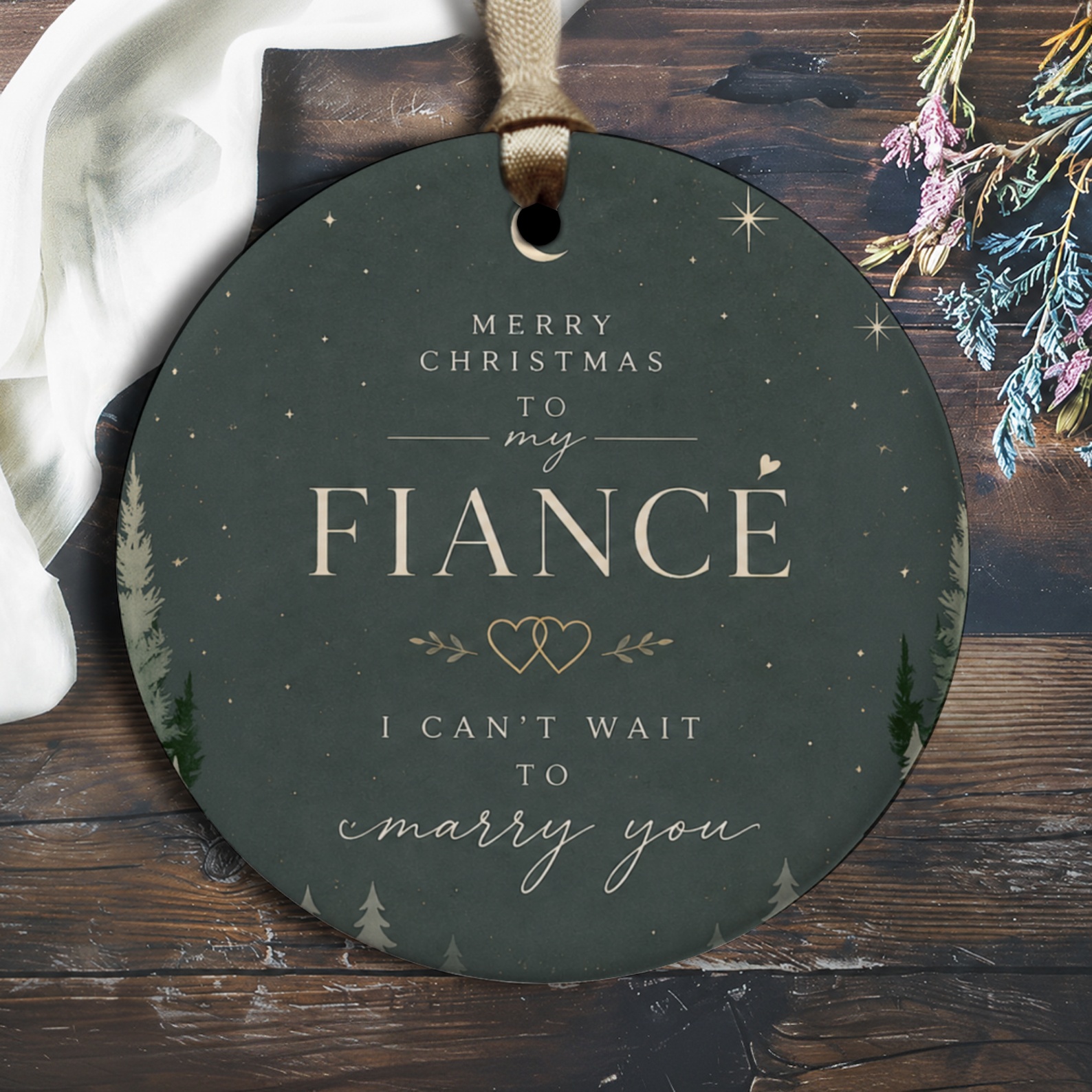 Merry Christmas To My Fiancé I Can't Wait To Marry You Ornament Romantic Christmas Ornament For Fiancé Holiday Decor Gift O2576