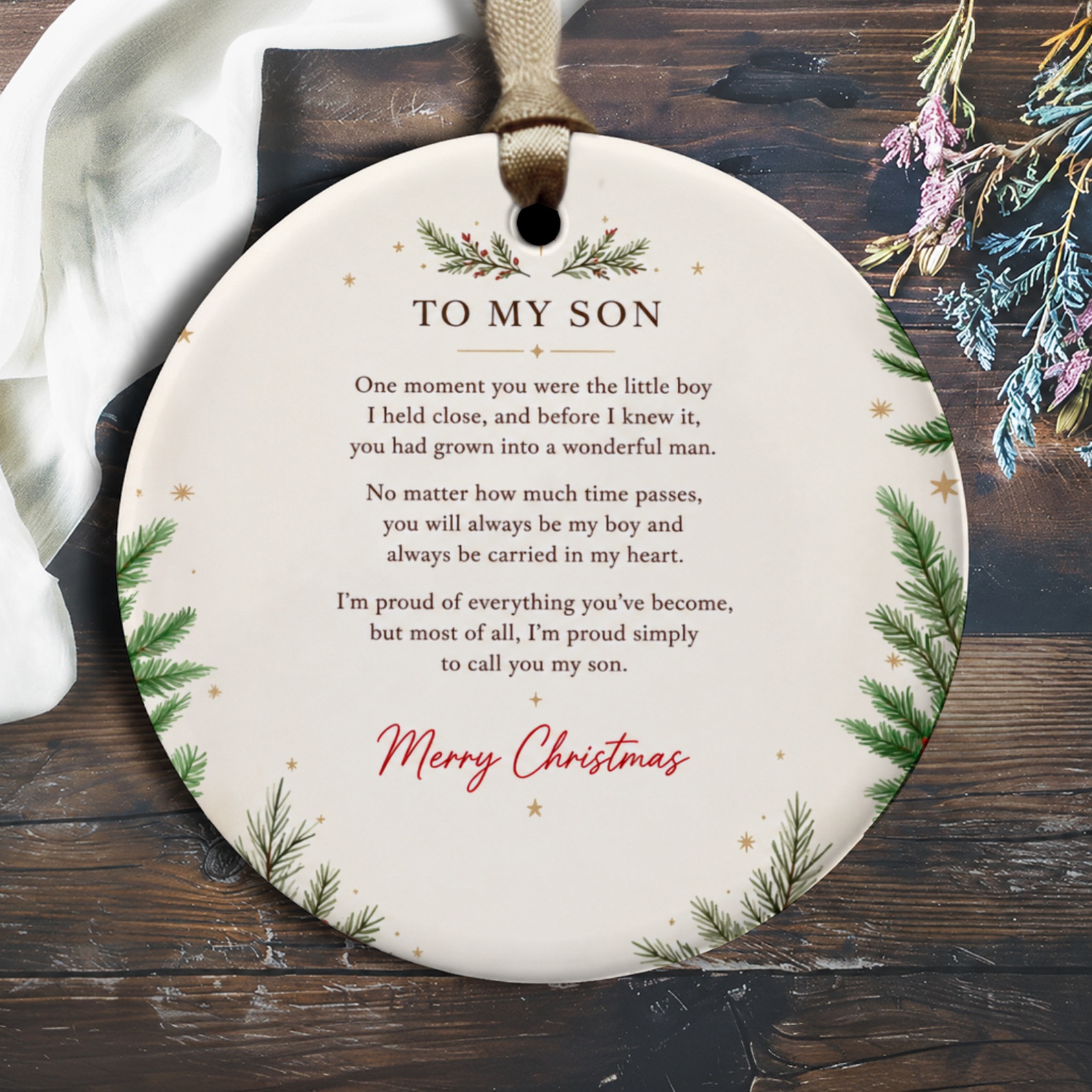 To My Son Merry Christmas Ornament Holiday Decoration Gift For Son Sentimental Keepsake Christmas Tree Ornament O2577