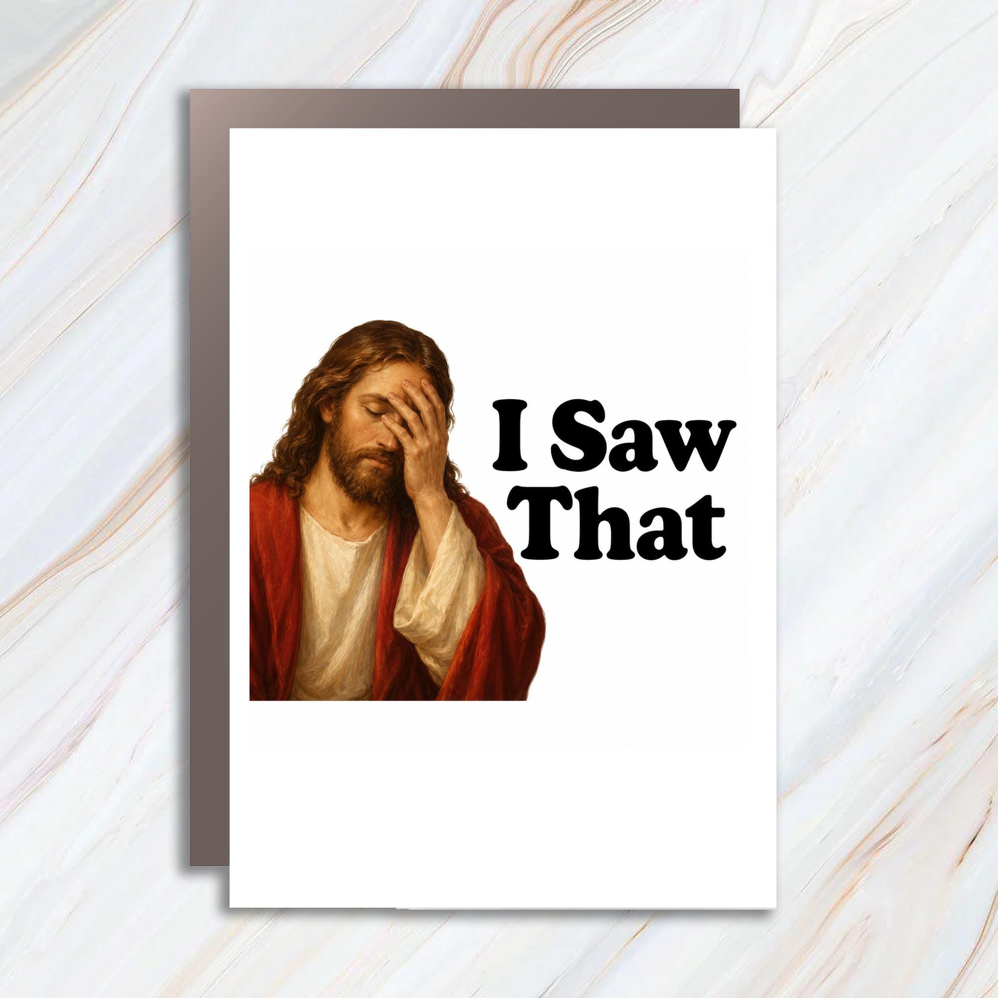 I Saw That Funny Greeting Card Jesus Facepalm Card Christmas Card Religious Card For Friend C1665