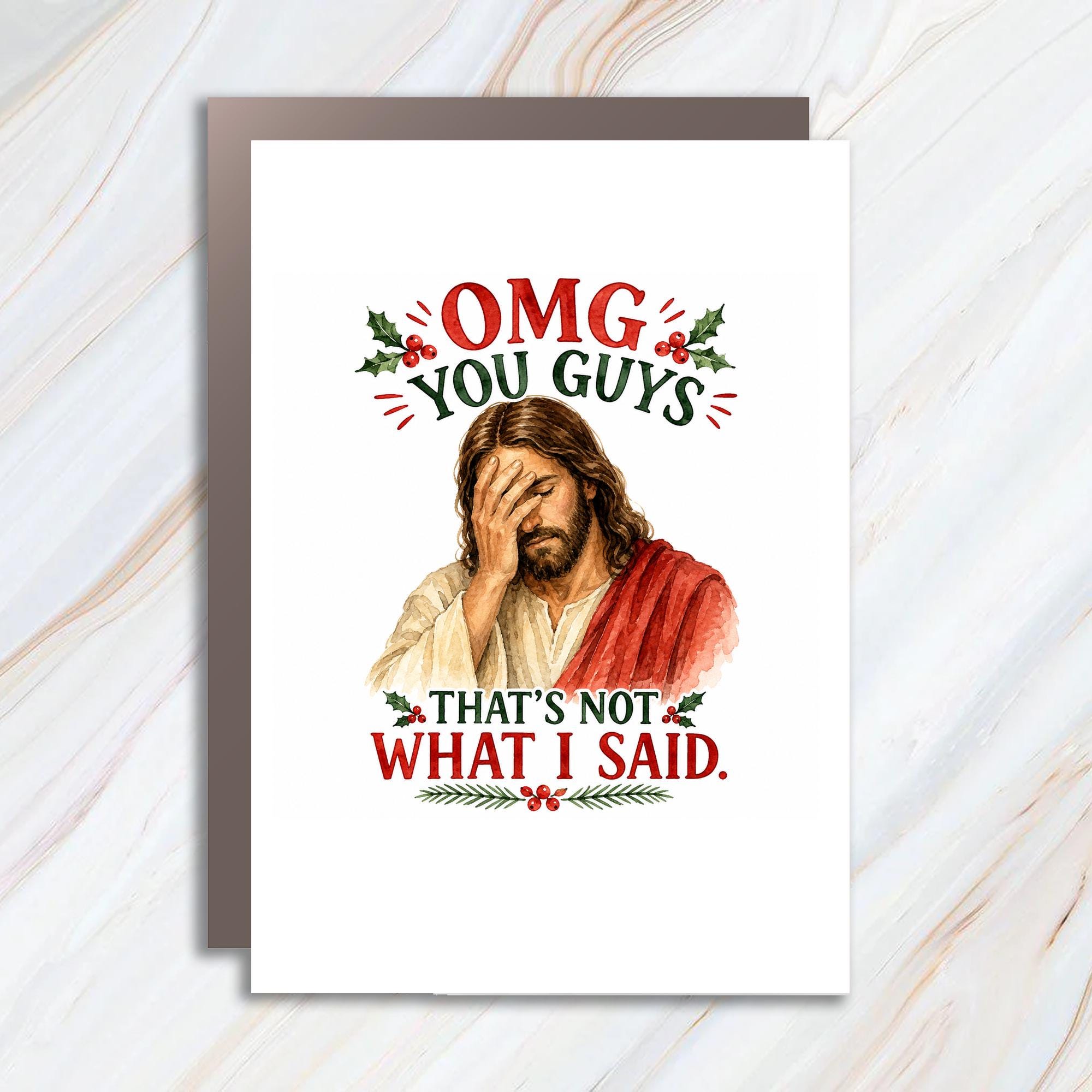 Omg You Guys That's Not What I Said Funny Christmas Card Holiday Greeting Card For Friends Family Religious C1671