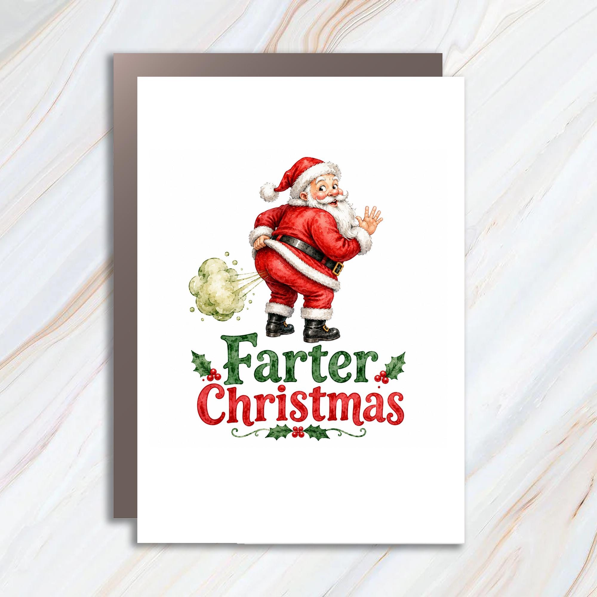 Farter Christmas Funny Christmas Card Santa Claus Holiday Greeting Card For Him Her Cute Festive Card C1666