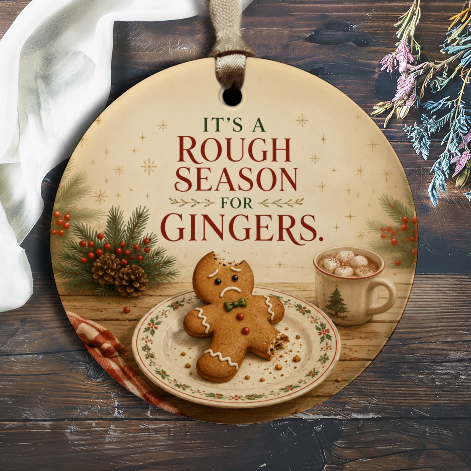 It's A Rough Season For Gingers Christmas Ornament Funny Gingerbread Holiday Decor Cute Tree Decoration Gift O2584