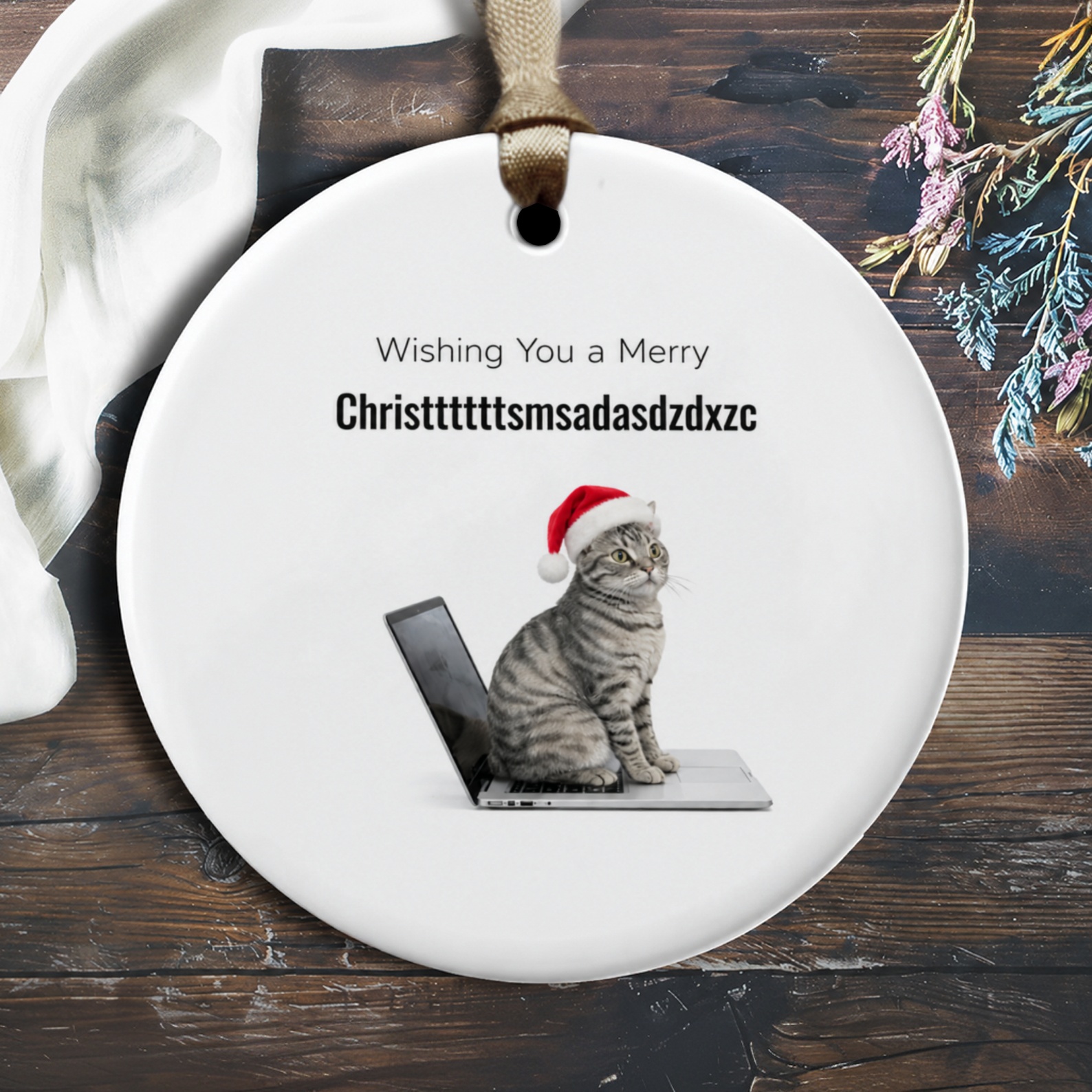 Wishing You A Merry Christttttttsmsadasdzdzxc Funny Cat Christmas Ornament Cute Holiday Decor Gift For Cat Lovers O2617