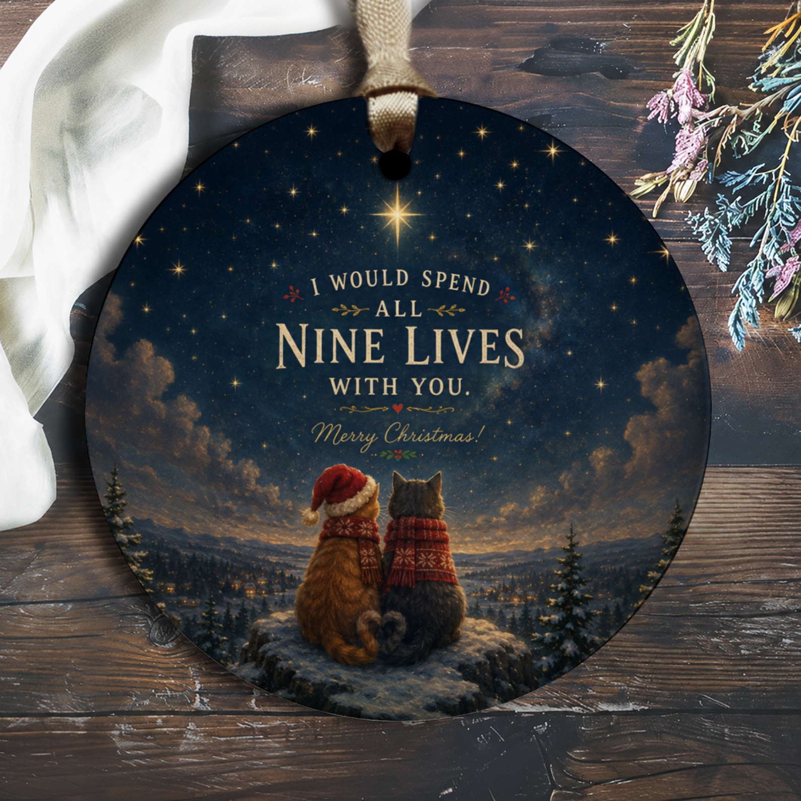 I Would Spend All Nine Lives With You. Merry Christmas! Cat Ornament Christmas Decor Cute Holiday Gift For Cat Lovers Romantic O2627