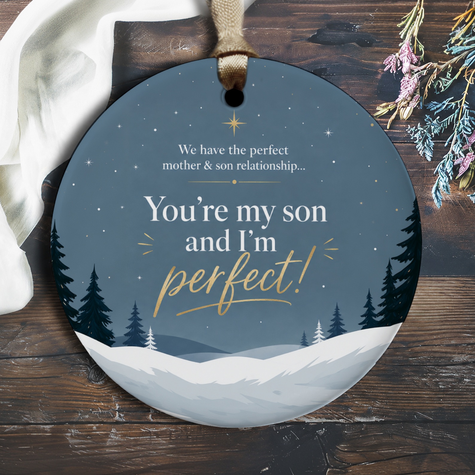 We Have The Perfect Mother & Son Relationship Ornament Christmas Gift For Son Winter Scene Holiday Decor Keepsake O2636